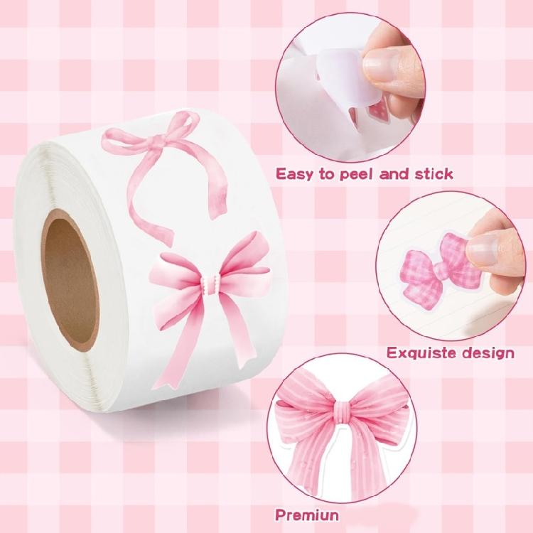 500 Pcs Decorative Sticker Pink Bows Seal Sticker Gift Box Blessing Sticker Adhesive Sticker for Scrapbooking Journal