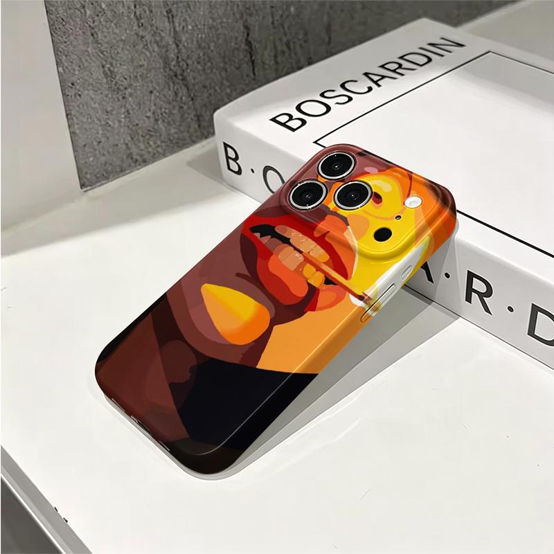 Expressive Graphic Yellow Face Pop Art Design Portrait Film Aesthetic Protective Shockproof Bumper Phone Case Cover For iPhone 14 15 16 Pro Max Plus