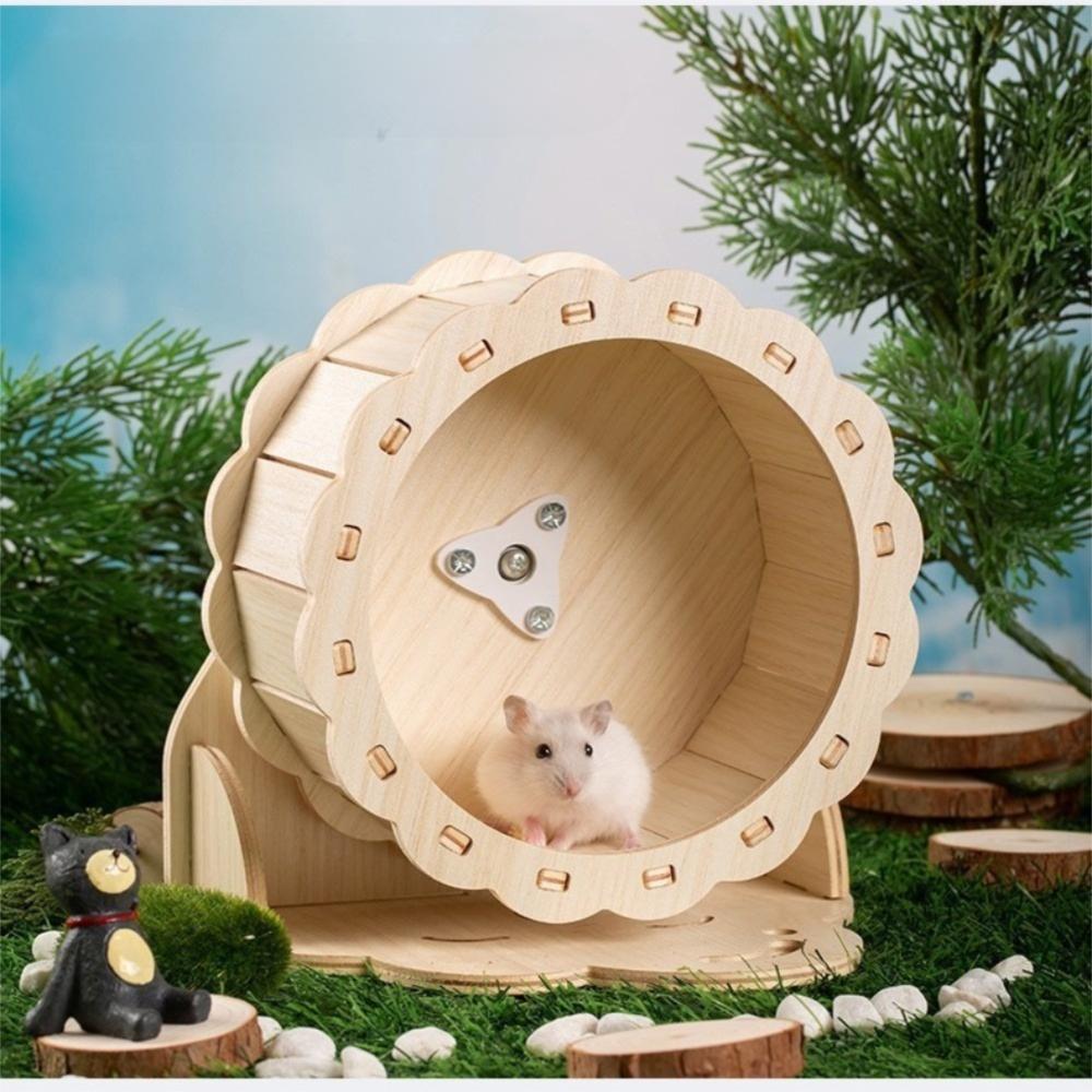 New DIY Wooden Running Wheel Removable Silent Exercise Wheel Exercise Toy for Hamster