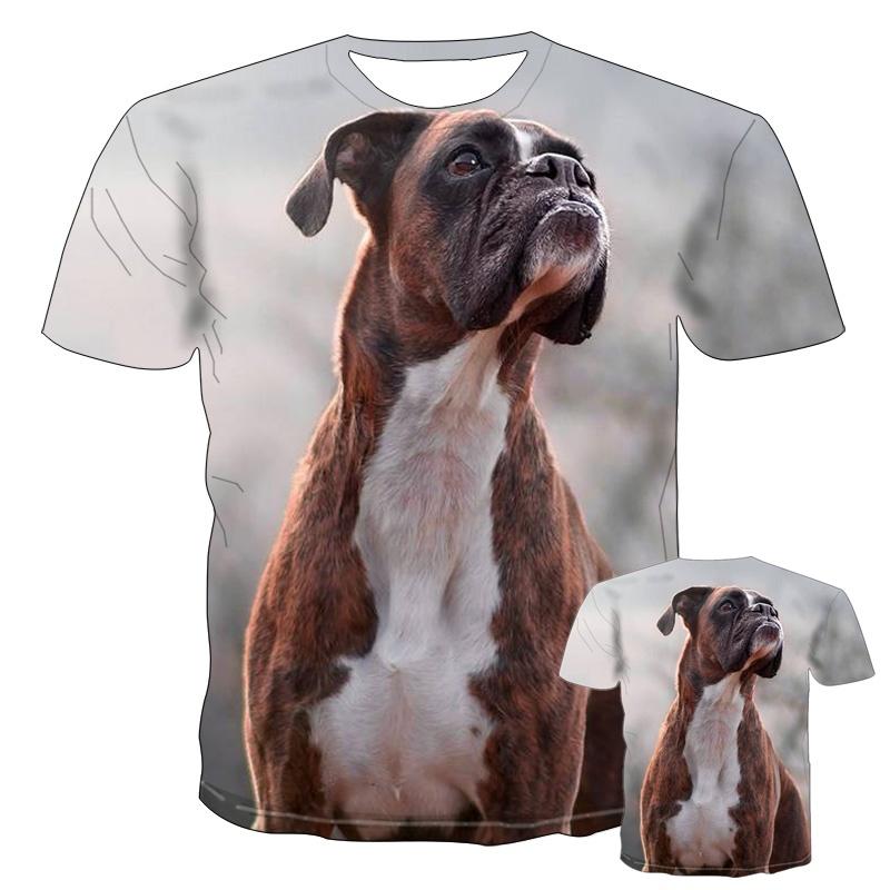 New Summer Fashion Cute Pet Dog Men's Printed T-shirt Street Harajuku Funny Handsome Round Neck Sports Quick-drying Top