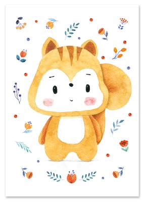 Pôster com imagens de esquilo vermelho para crianças