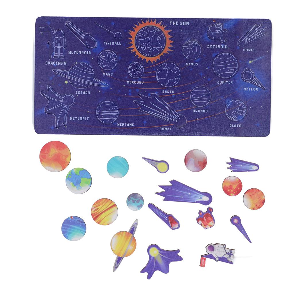 Wooden Solar System Assembling Matching Toy Astronomy Science Educational   Toy for Kids