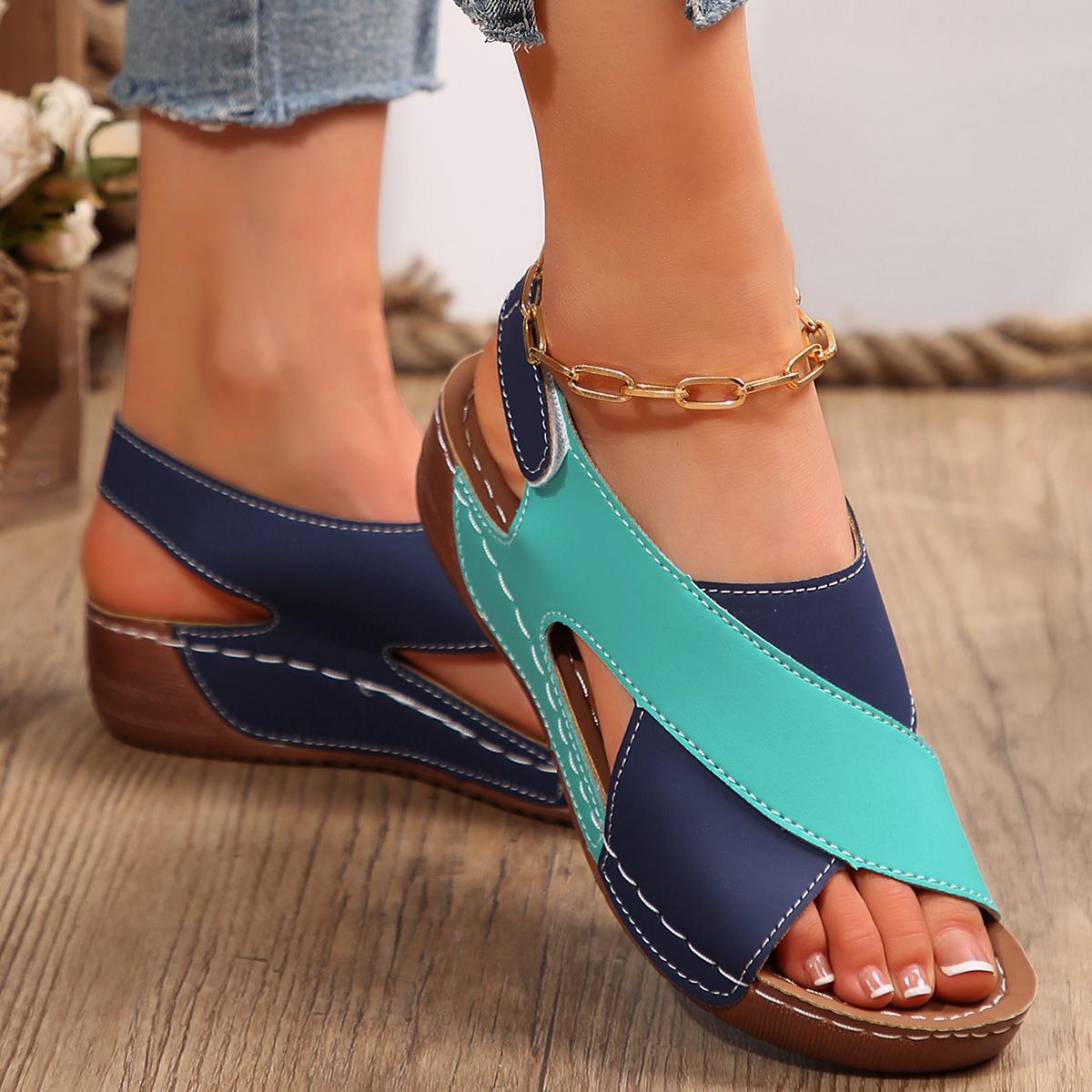 

Fashion Women s Sandals Soft Heels Sandals Women Peep Toe Summer Shoes Lightweight Wedges Heeled Shoes Woman Footwear Summer Sandals 40 синій