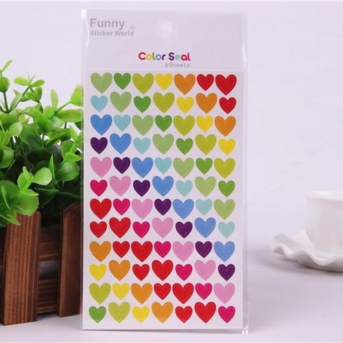 6pcs Stickers Paper Dots Heart Star Cute Colored Sticker Toys Album Diary Decoration Sticker Label Adhesive