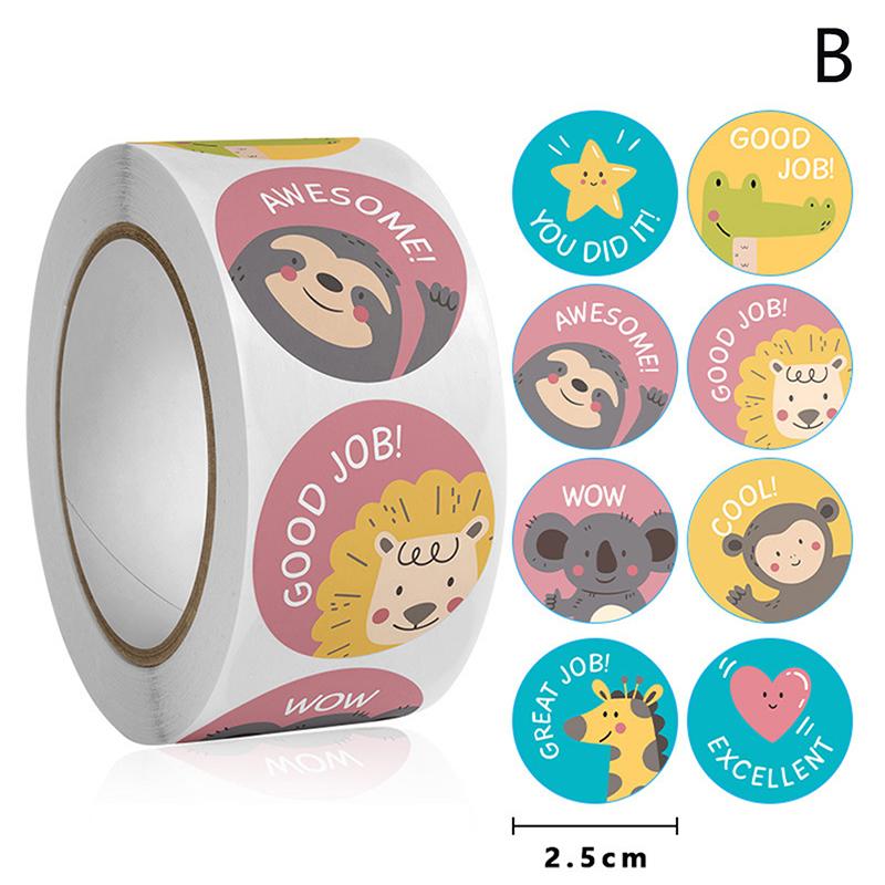 

500 шт./набор круглые мультяшные игрушки наклейки с животными для детей наклейка для награды учителя