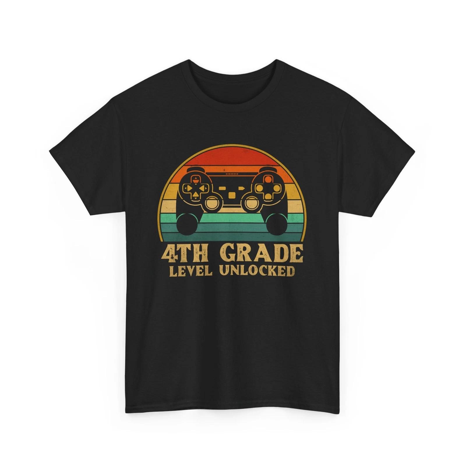 4th Grade level Unlocked T-Shirt | Video Game Lover | Fun Gamer Graphic Shirt M