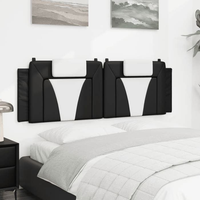 VidaXL Coussin de tête de lit noir et blanc 160 cm similicuir 374802