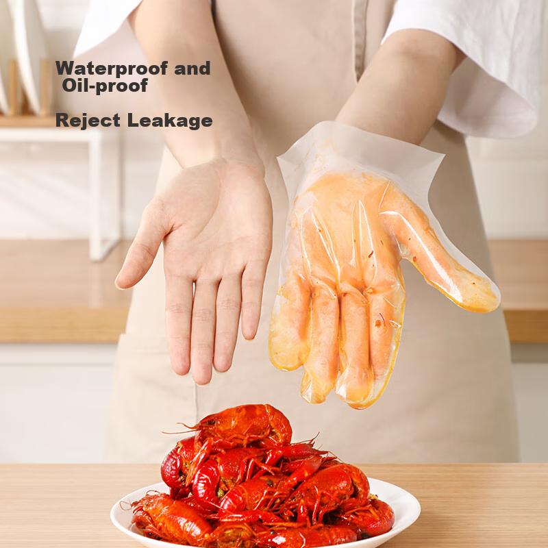 MARYYA Disposable Food Grade Gloves, 100 Pieces, Upgraded Thickened PE Plastic Kitchen And Dough Gloves