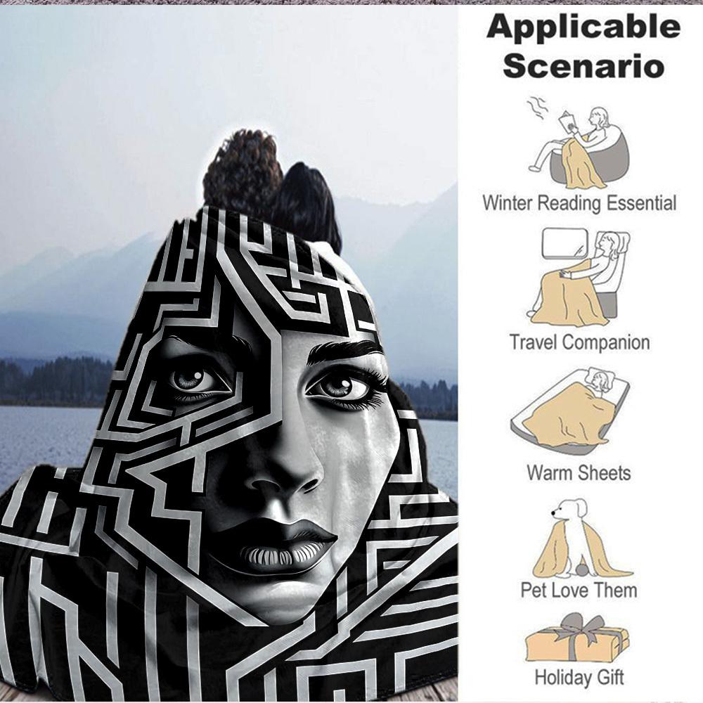 1pc Face Pattern, Abstract Art Blanket Soft All Season Throw with Vibrant Design, Perfect for Home, Travel, and Gifts, Ideal for Naps and Camping