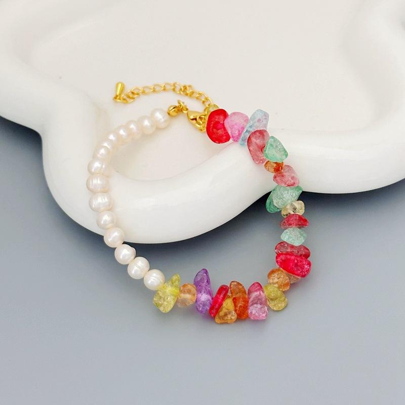 French Small Fresh Color Crystal Bracelet Women'S Premium Fresh Water Clavicle Chain