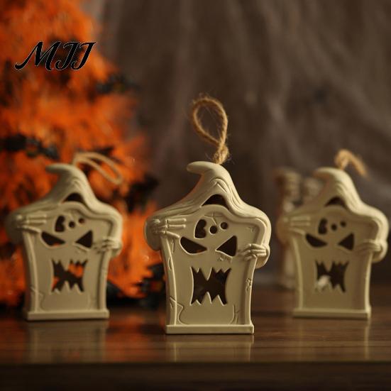 Luminous Party Decorations Halloween Light Up Tombstone Ornaments, Spooky Small Hanging Graveyard Decoration with Atmospheric Scene Props LED