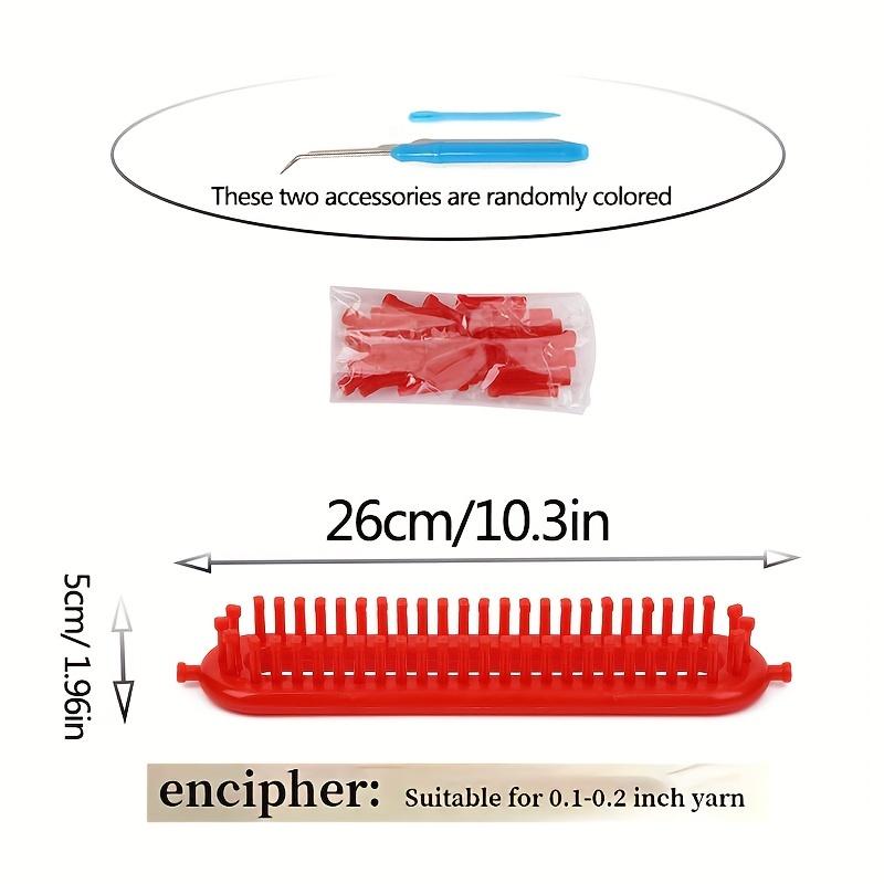 2ks DIY pletacího rámu s háčkem - Ručně vyráběné tkací nástroje pro deky, šály, čepice a šály - Červená/Žlutá, Příze na tkací rám