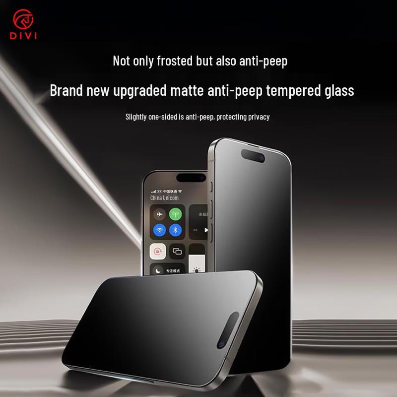 DIVI Mattierter Anti-Peep-Displayschutz aus gehärtetem Glas für iPhone 15 Pro Max