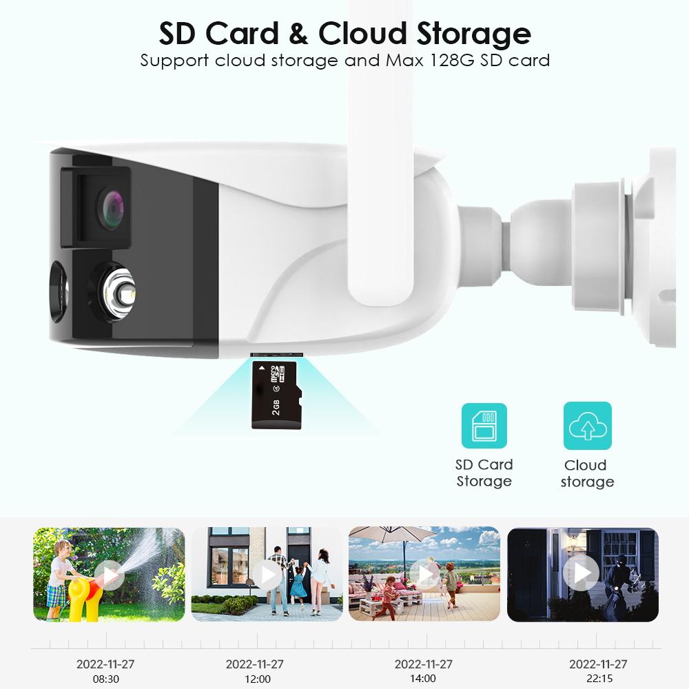 4K 8MP IP Camera WiFi Color Night Vision 180° Wide Angel Outdoor Wifi Surveillance Cameras 4MP CCTV Security Protection Camera