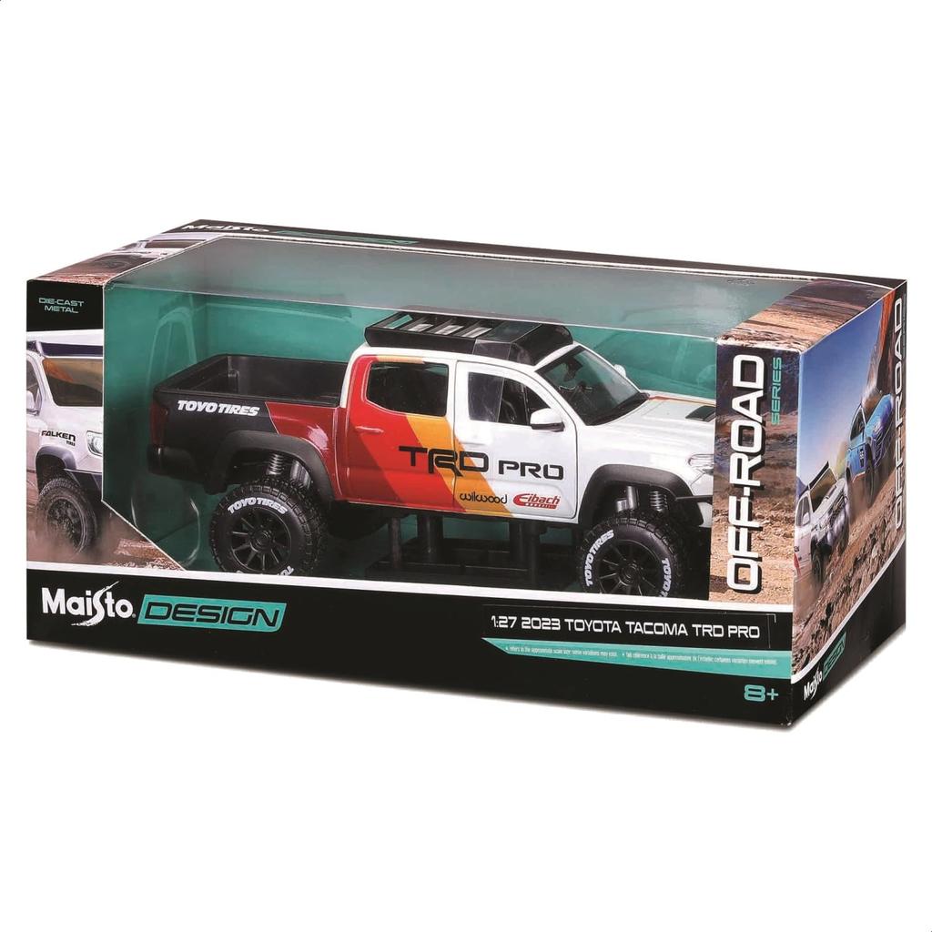 Maisto 1/27 Scale Toyota Tacoma TRD PRO 2023 White Custom Off-Road Series / Diecast Model Car, Finished Product 32546