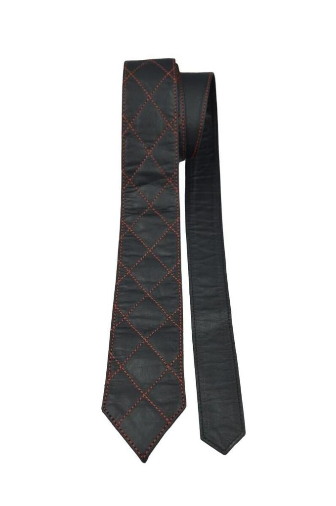 Tie Partywear Leather Stylish Wedding Men Genuine Real Lambskin Black Neck