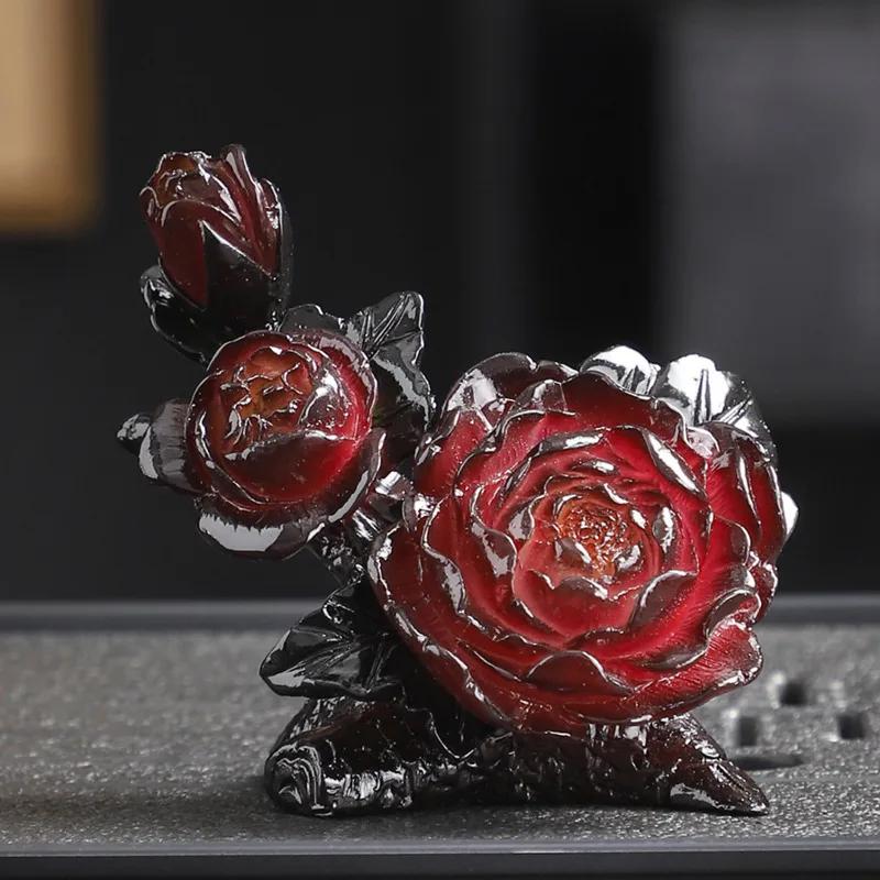 Chinesische Pfingstrosenblüten-Tee Haustier Farbwechsel Kung Fu Tee Set Zubehör Handgefertigt Tee-Spiel Verzierung Einzigartige Heimdekoration Geschenk