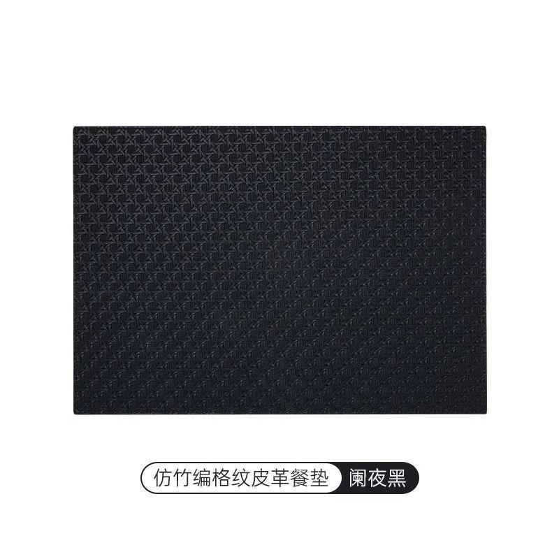 New Home Hotel Grid Pattern PU Leather Placemat Restaurant Double Sided Waterproof Oil Proof Coffee Dining Table Mat Coasters