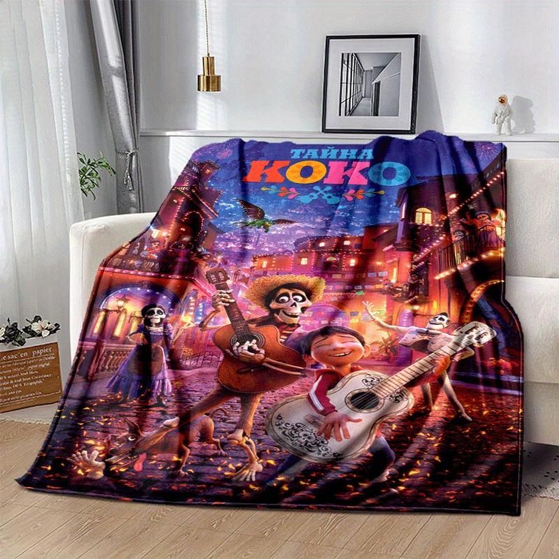 1pc Coco Printing Blanket - Soft, All-Season Throw for Living Room, Bedroom,Personalized Gift with Adorable Cartoon Design