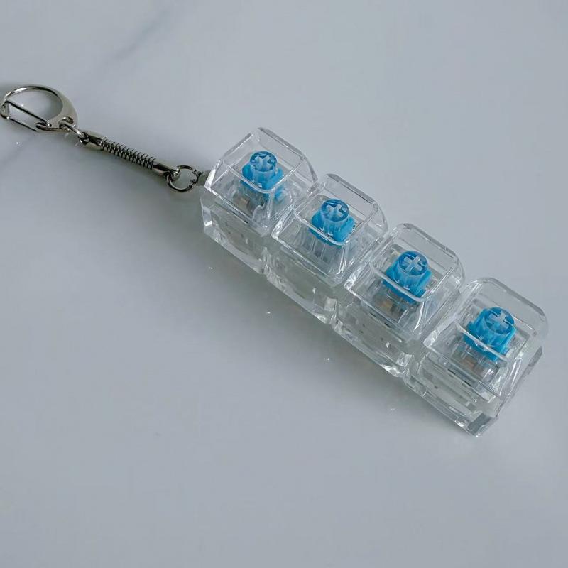 Creative Decompression Keyboard, Keychain, Transparent Mechanical Button With Light Macaron Color Pendant Explosion