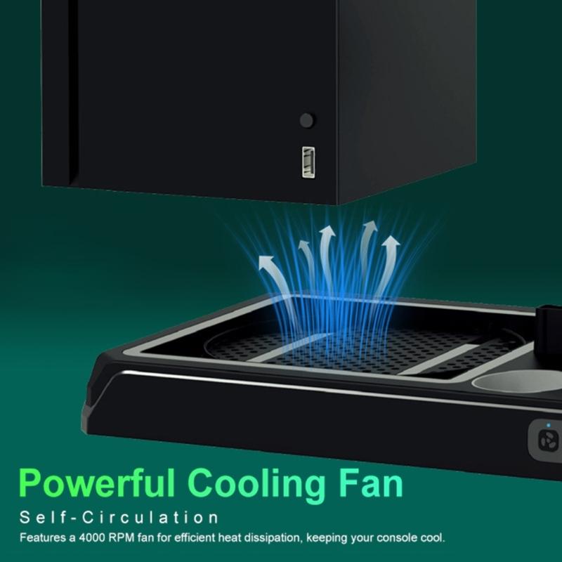 Cooling Fan for Game Machine Cooling Stand with LED Indicator,2 Controller Charging Stand Dock