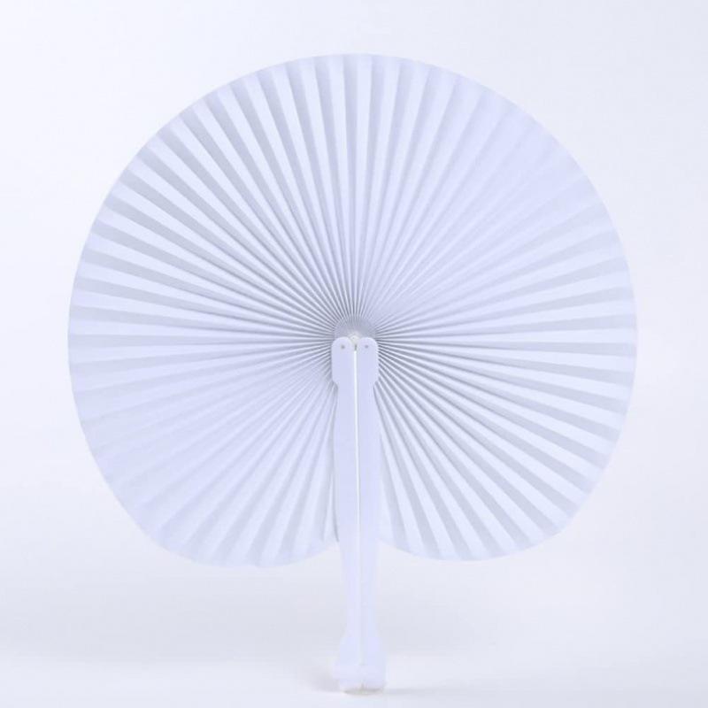 European Heart-Shaped White Paper Wedding Fan