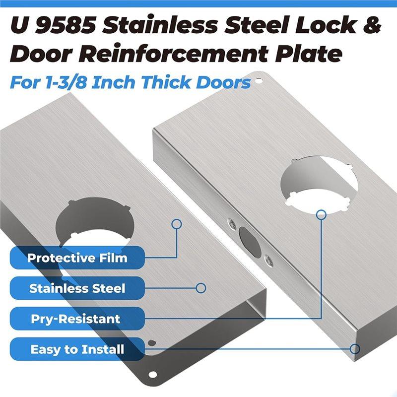 A25F-Stainless Steel Finish For Reinforcing Lock And Door Reinforcement Plate For 1-3/8 In Thick Doors, For Reinforcing Plate