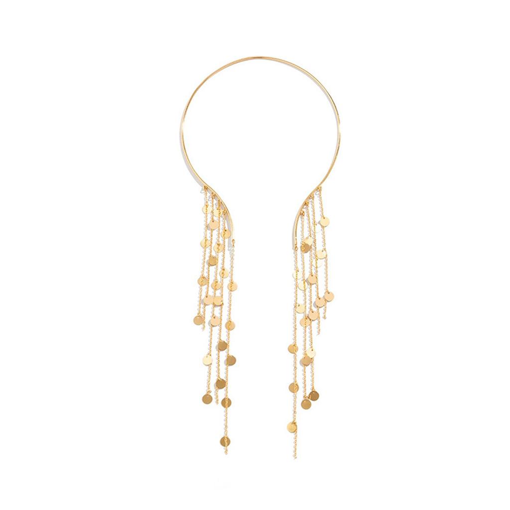 Elegant Long Tassels Necklace with Faux Coin Pendant for Women Perfect for Evening Gowns and Business Meetings