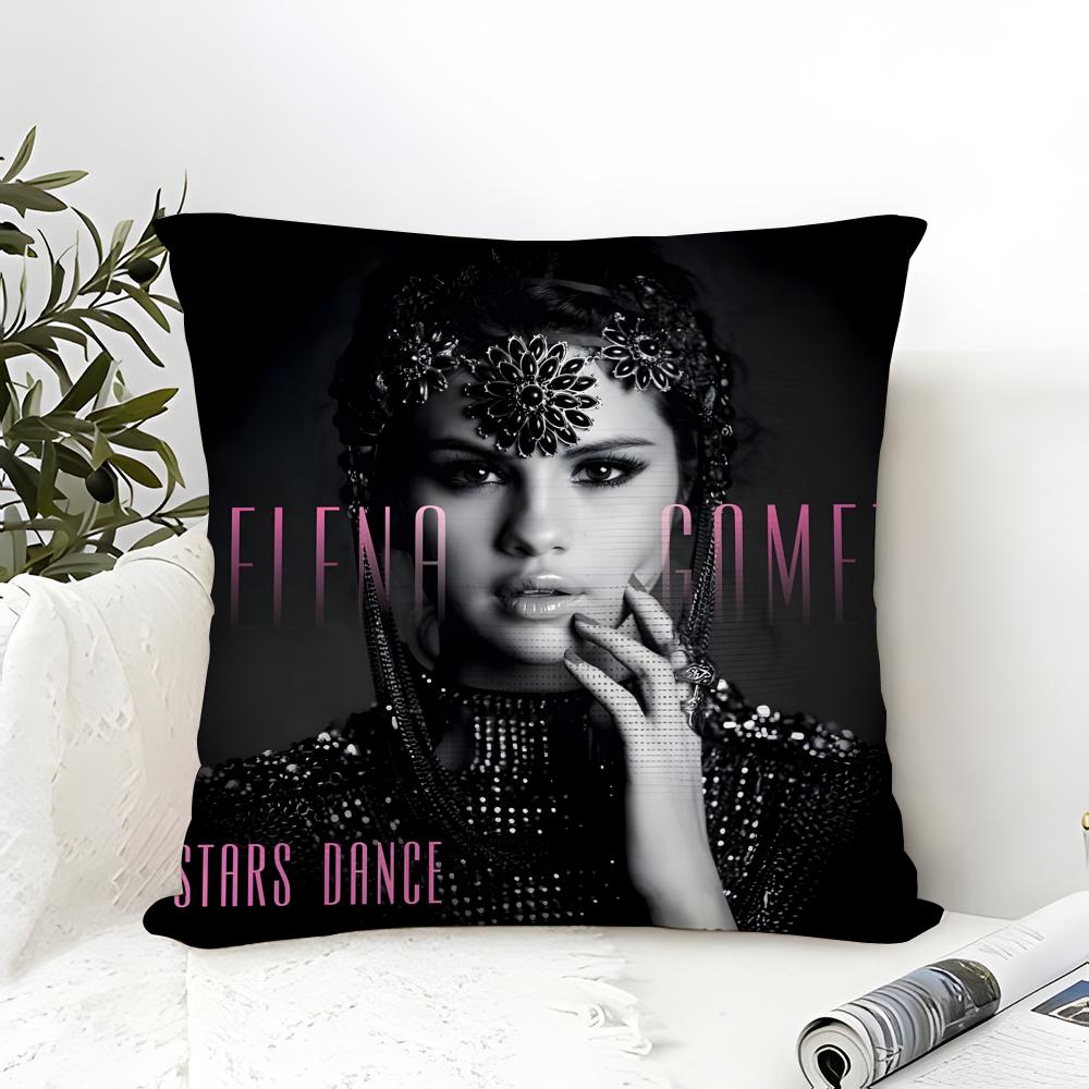 Pillow Case Cotton Linen Fabric Square Zipper Pillowcase Home Decorative Living Room Singer Music S-Selena Gomez 2