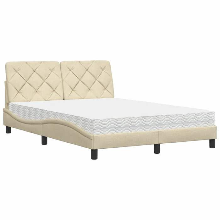 VidaXL Lit avec matelas crème 120x200 cm tissu 3310732