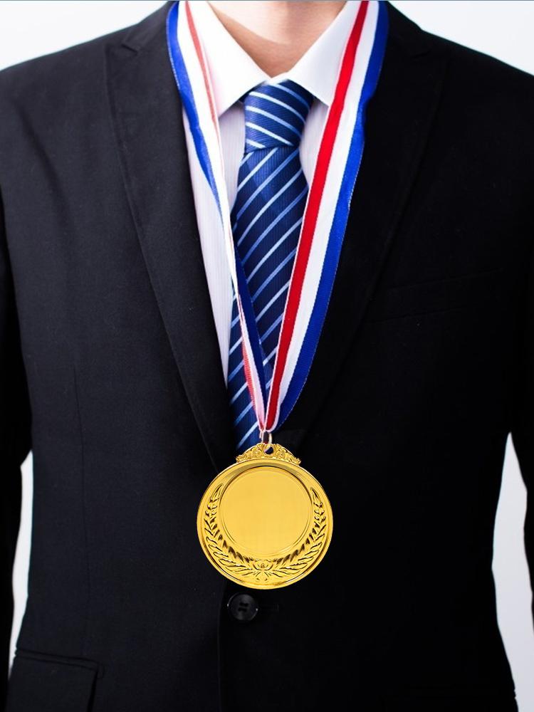 5.2cm Gold/Silver/Bronze Medal Sports Rewards with Neck Ribbon Competition Awards Metal Winner Medals for Marathon Ball Games