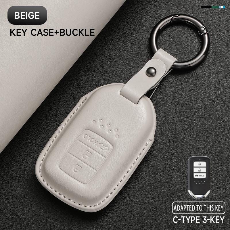 Genuine Leather Car Key Case Cover Key Bag For Honda Civic CRV XR-V Vezel Fit Jazz BRV BR-V City Protect Set Car Accessories