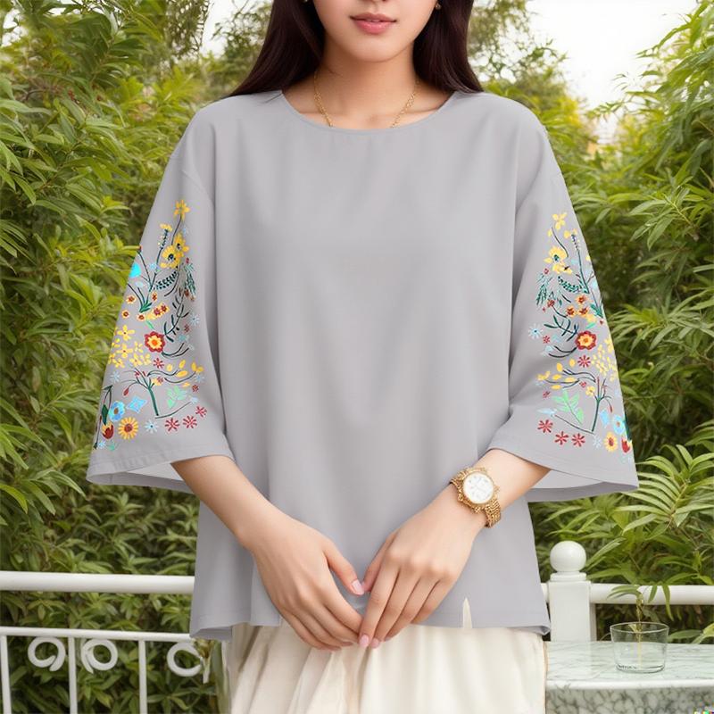 ZANZEA Bluză lejeră pentru femei cu mâneci 3/4 și imprimeu floral casual