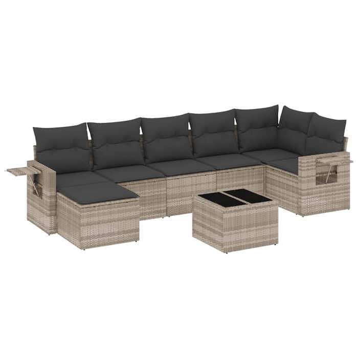 VidaXL Garden Lounge Set with Cushions 8 Pcs, Patio Sofas, Patio Furniture Set, Outdoor Furniture, Grey 3220491