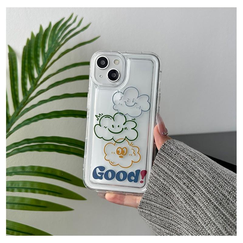 Simple Line Cloud iPhone14 Mobile Phone Case Is Suitable for Apple 15promax Airbag Anti-drop 13 Shock-absorbing Soft Case