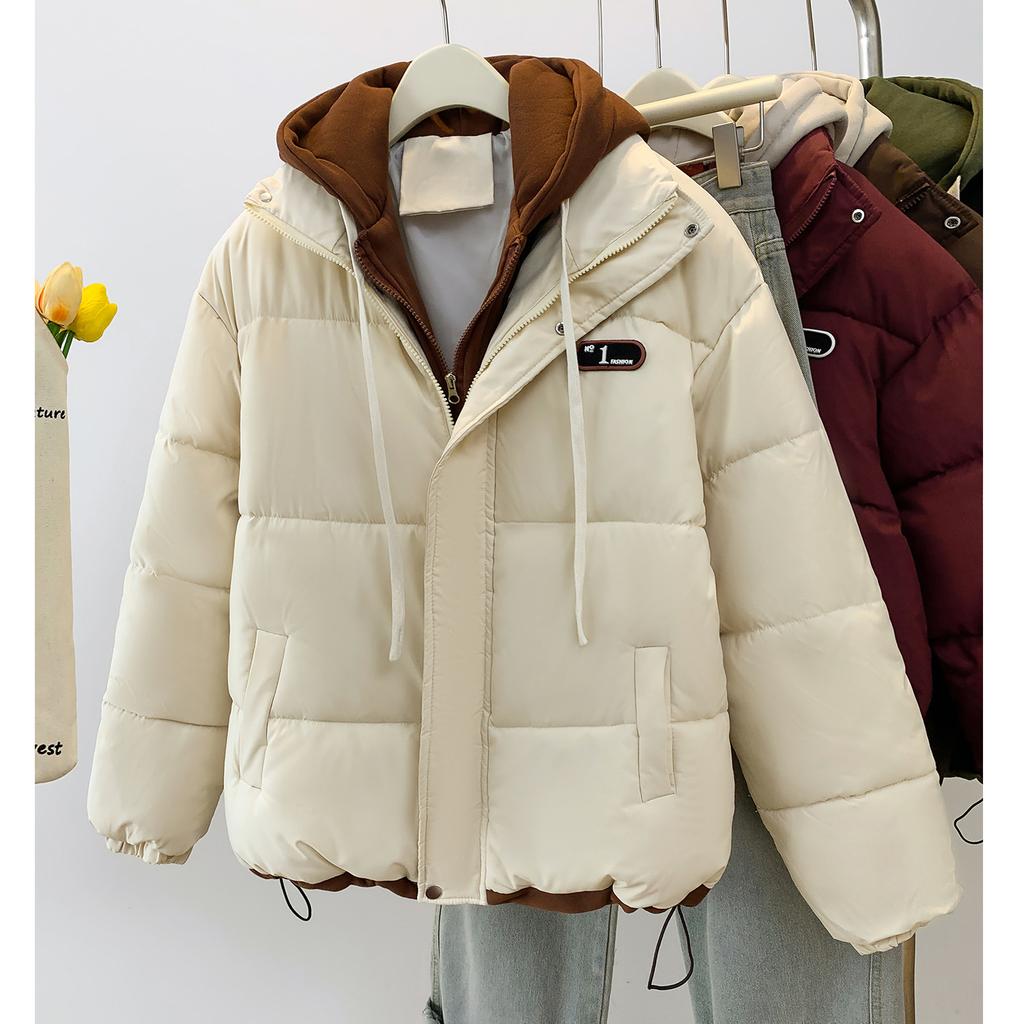 Fake Two Pieces of Cotton Clothes Women's Winter 2025 New Thickened Warm Padded Jacket Women's Down Padded Jacket Versatile Student Jacket