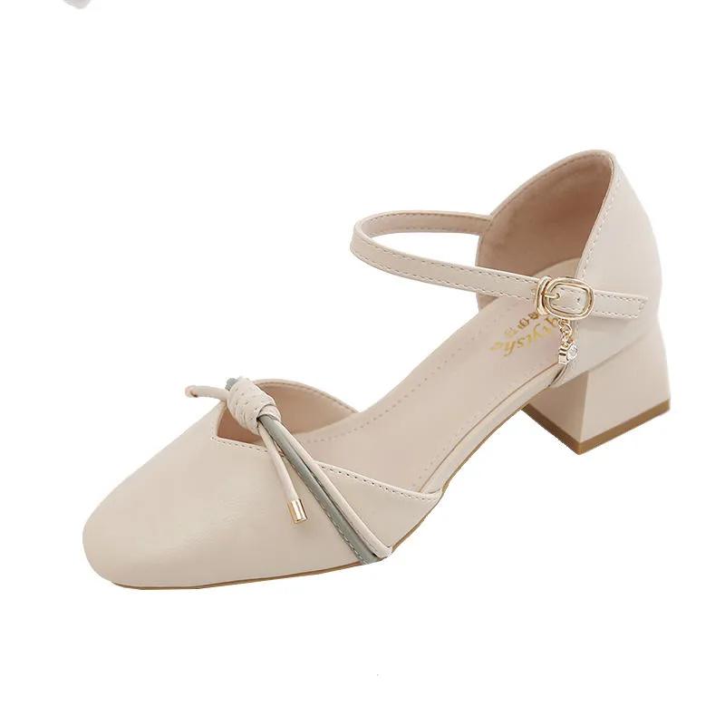 Damenmode Komfort Frühling & Sommer Quadratischer Absatz Schnallenriemen Absatzschuhe Dame Lässige Elegante Pumps G1234