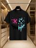 2026 New Arrival 100 Cotton Tshirt Twotone Splash Ink Cross Eye Grin Face Print American Street Crew Neck Casual Tee