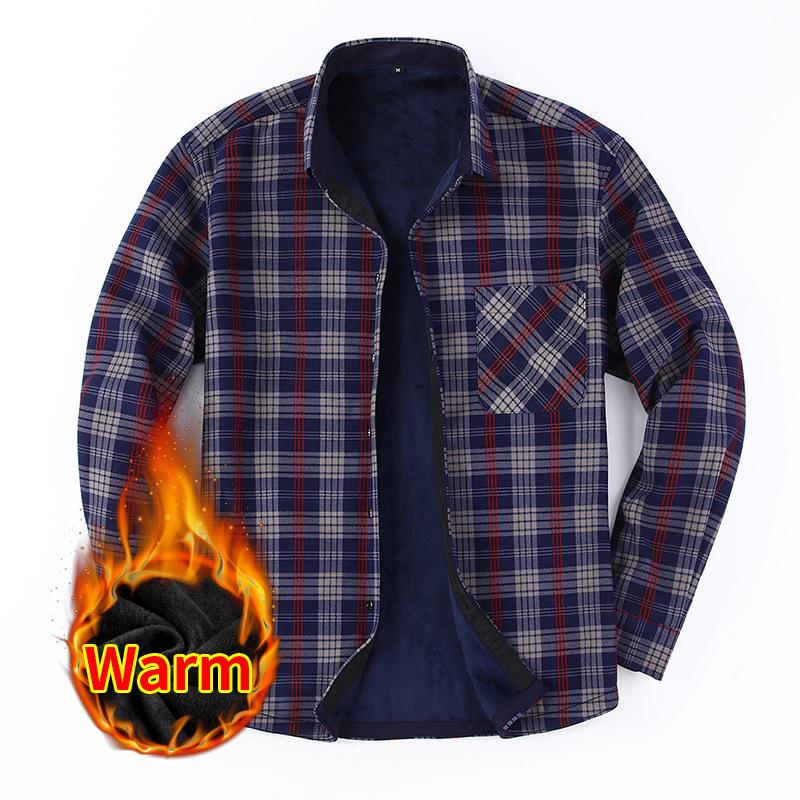 New Autumn/Winter Collection: Fleece-lined, Thickened Casual Warm Shirt for Men – Long-sleeved, Plus Size, Collared, Business Style
