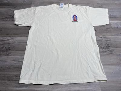 Vintage Lighthouse Embroidered T-Shirt Short Sleeve White Nautical Tee Sz Medium