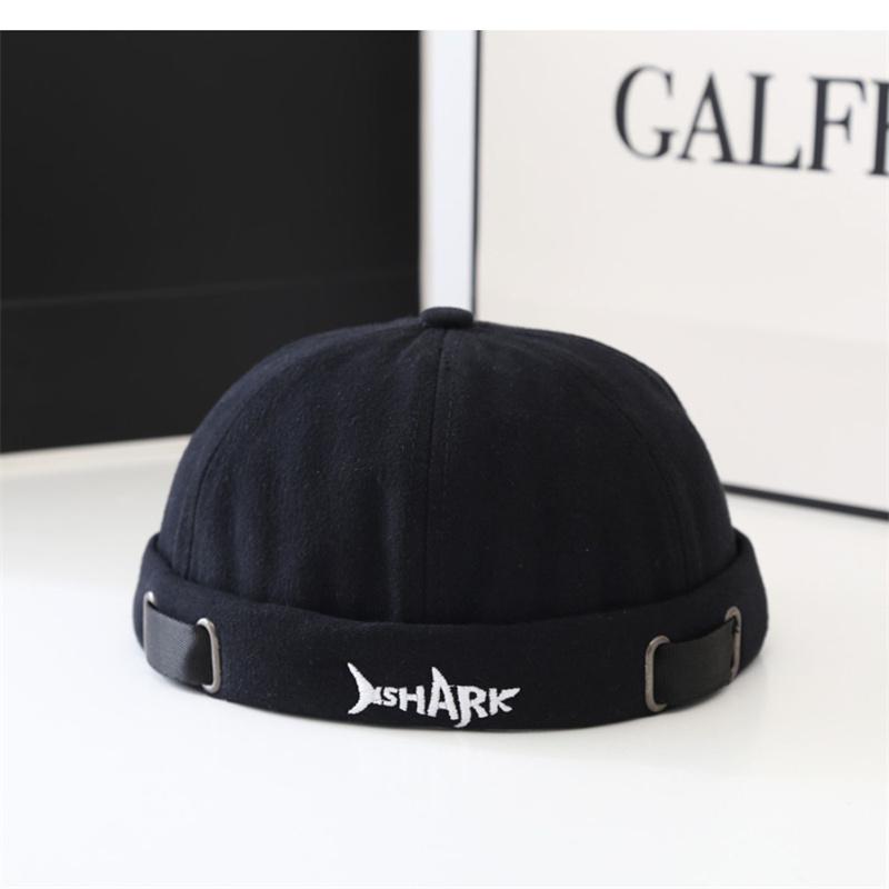 

Винтажная докерская шапка Shark Унисекс Вышивка Без козырька Шапка-бини Хлопок Однотонная Трендовая Куполообразная шляпа для мужчин и женщин Регулируемая Солнцезащитная шляпа One Size