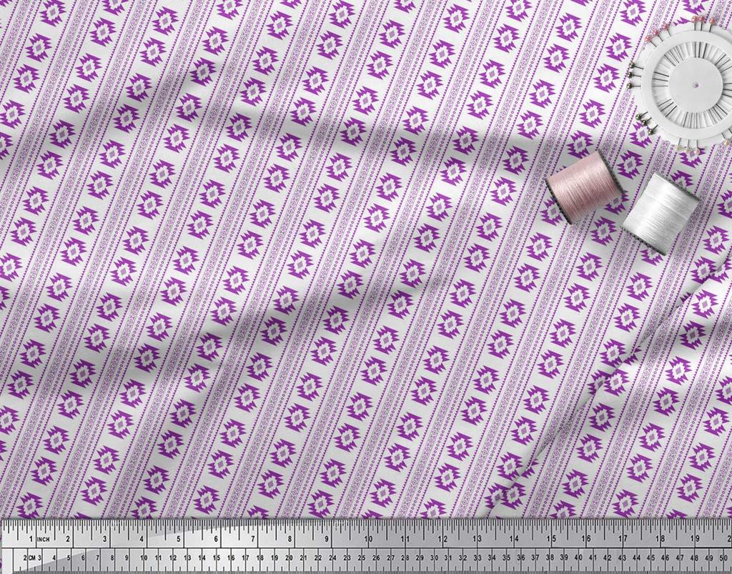 Soimoi Green Japan Crepe Satin Fabric Aztec Geometric Printed Craft Fabric by the metre 42 Inch