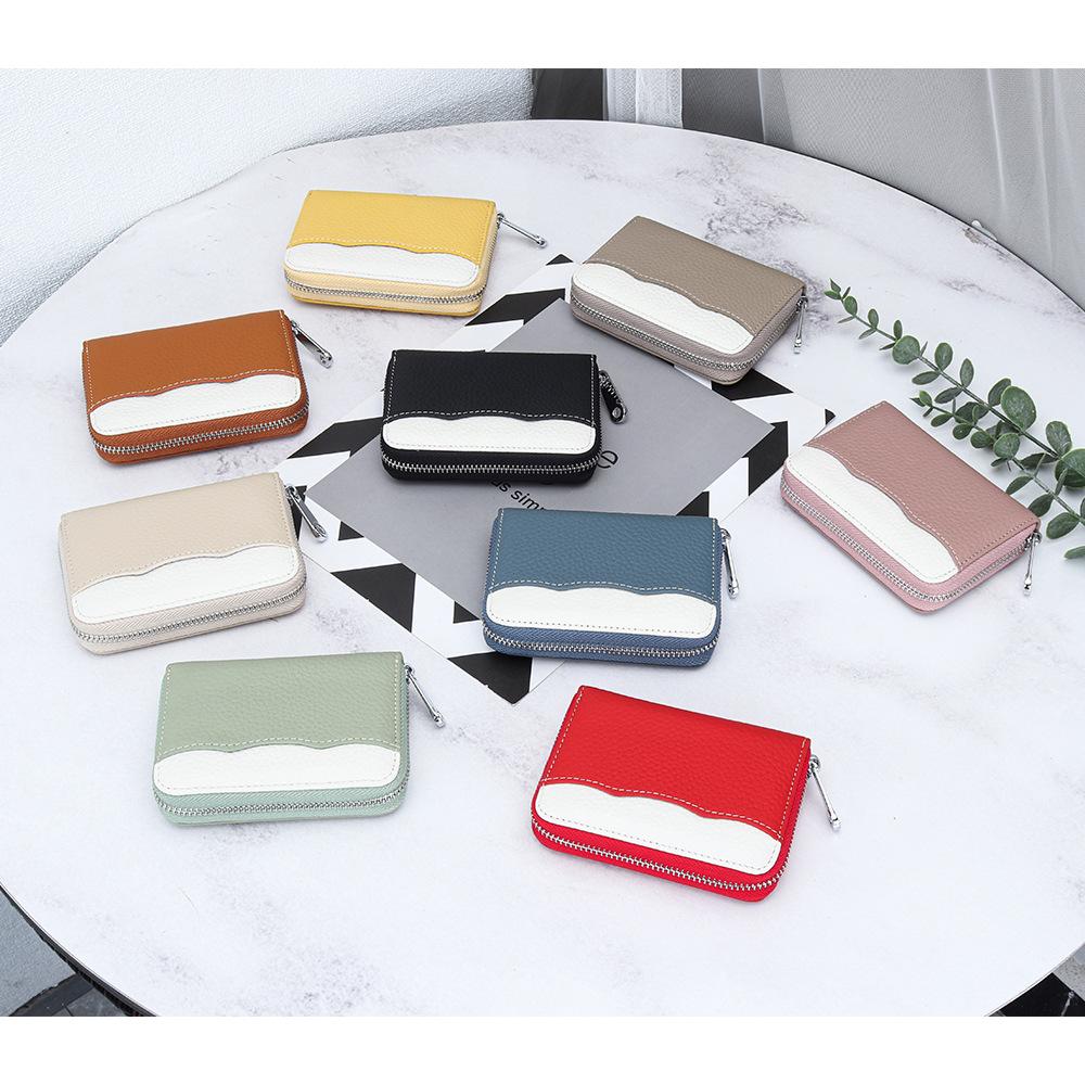 Cowhide Multifunctional Zipper Change Purse Women's Fashionable Coin Bag Genuine Leather Card