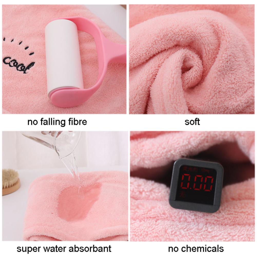Ladies' Cartoon Embroidered Dry Hair Cap, Coral Fleece Thickened Water Absorbing Triangular Cap, Shower Cap, Dry Hair Towel, Quick Drying