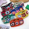 Crochet Colorful Bandana Knitted Hair Kerchief Tie Back for Head Wrap Color Matching Pastoral Turban for Girls Photo Pro