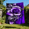 1pc Purple Rose Outdoor Blanket - Lightweight Flannel Throw For Travel, Camping, Gifts For Family Or Friends Yy251114259
