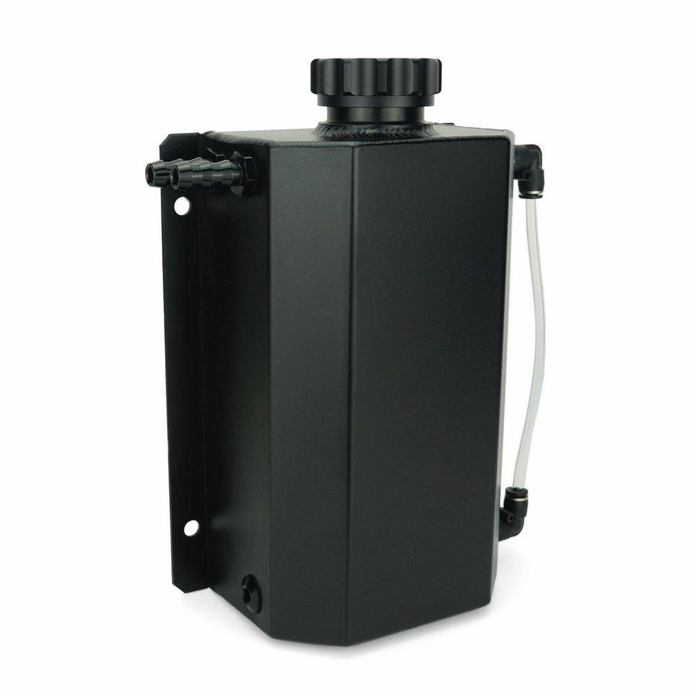 HEINMO 2000ml Auto Anodized Aluminum Can, 2 Liter Universal Aluminum Alloy Car Engine Oil Catch Can Tank, Car Reservoir Tank, Silver/Black (2L Black)