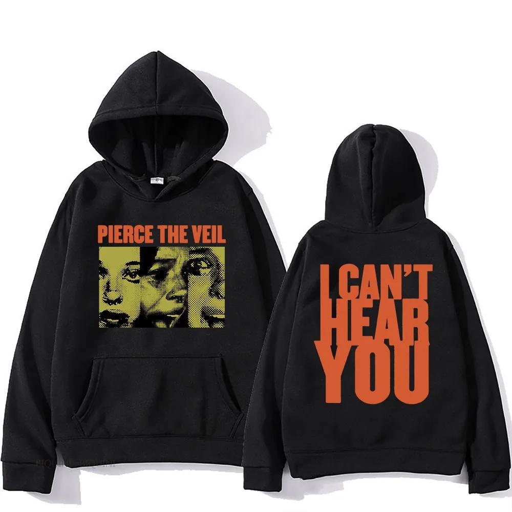 Streetwear Unisex Pierce The Veil Rockband Hoodies Ich kann dich nicht hören Welttournee 2025 Hip Hop Unisex Mode Pullover Herren Hoodie