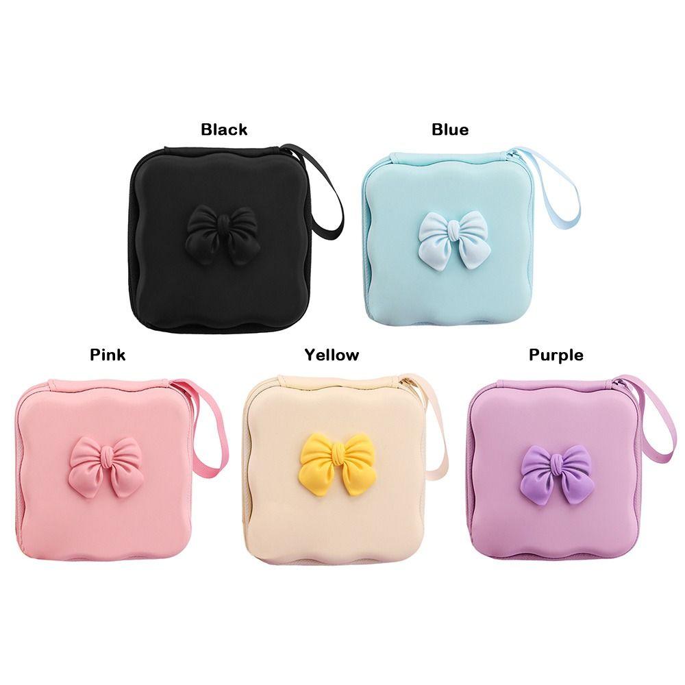 Cute Bow Knot Cable Protector Bag Portable PU Storage Bag Charger Protector Mini Bag Travel