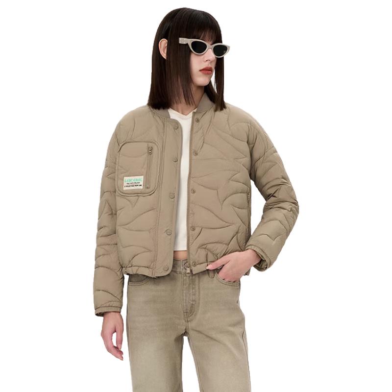 

Jinyujie Women s Lightweight Baseball Collar Short Down Jacket L